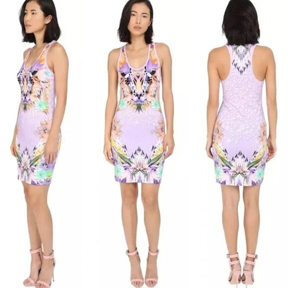 Just Cavalli Leo Giraffe Printed Bodycon Jersey Tank Dress Violet Womens 42 / M - Picture 2 of 6